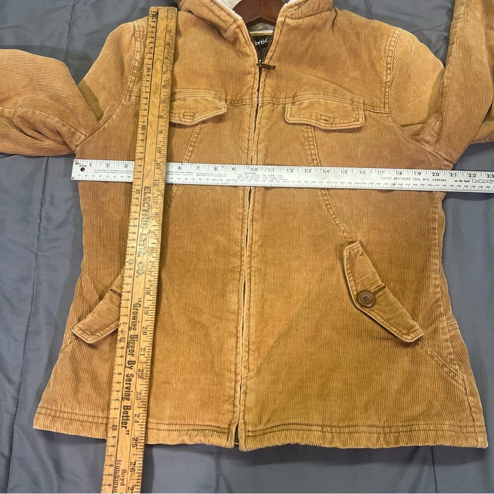 Vtg 80s 90s Y2K Faux Sherpa Lined Corduroy Trucker Jacket Womens M Tan Retro - Picture 5 of 7